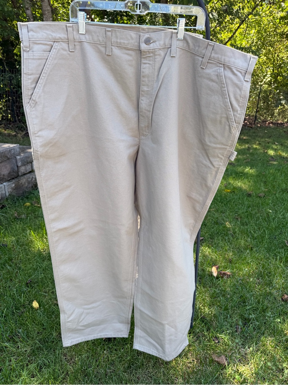 Carhartt Pants 50x32 Washed Duck Work Dungaree Original Fit Khaki Carpenter